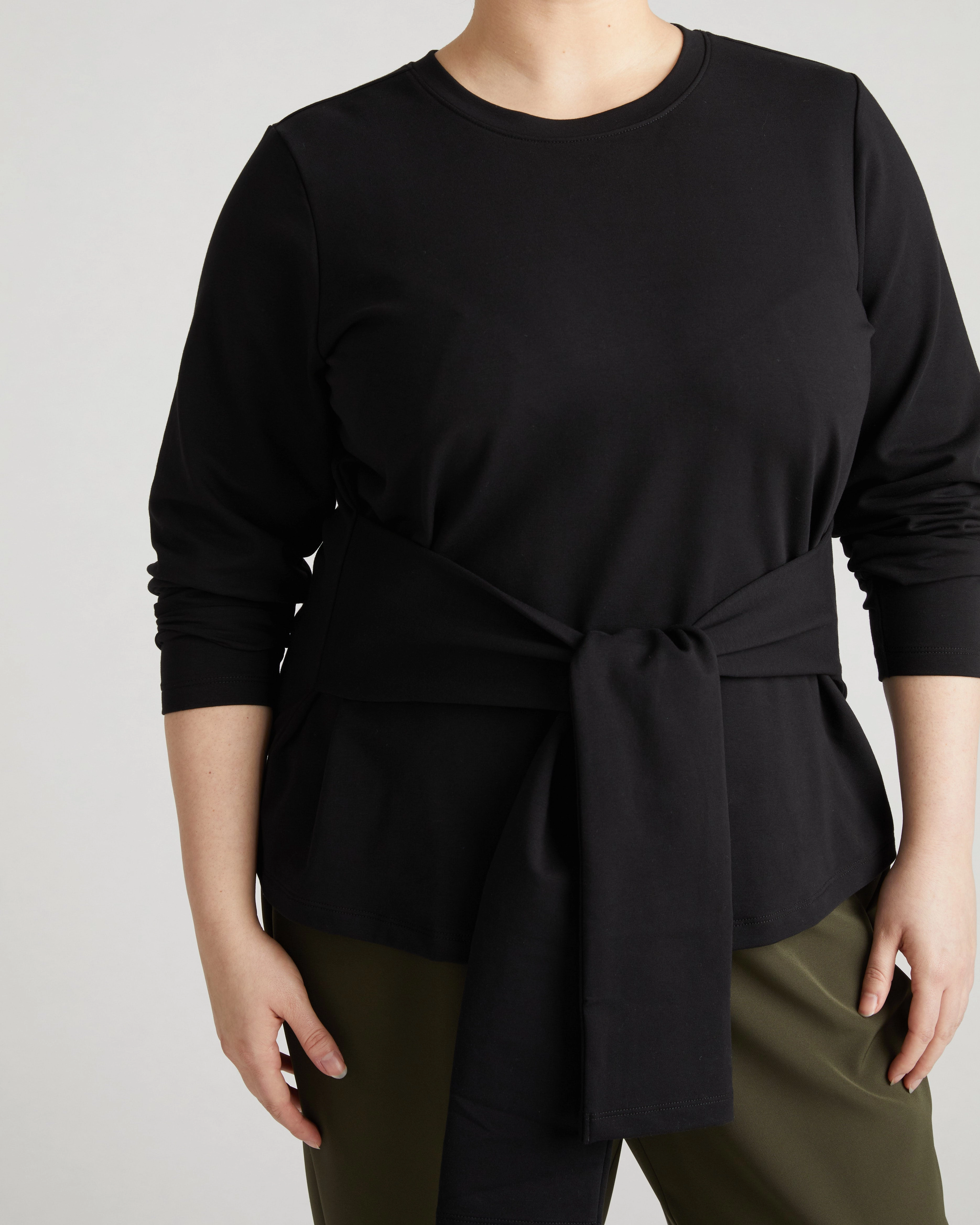 Varsity French Terry Tie Top - Black