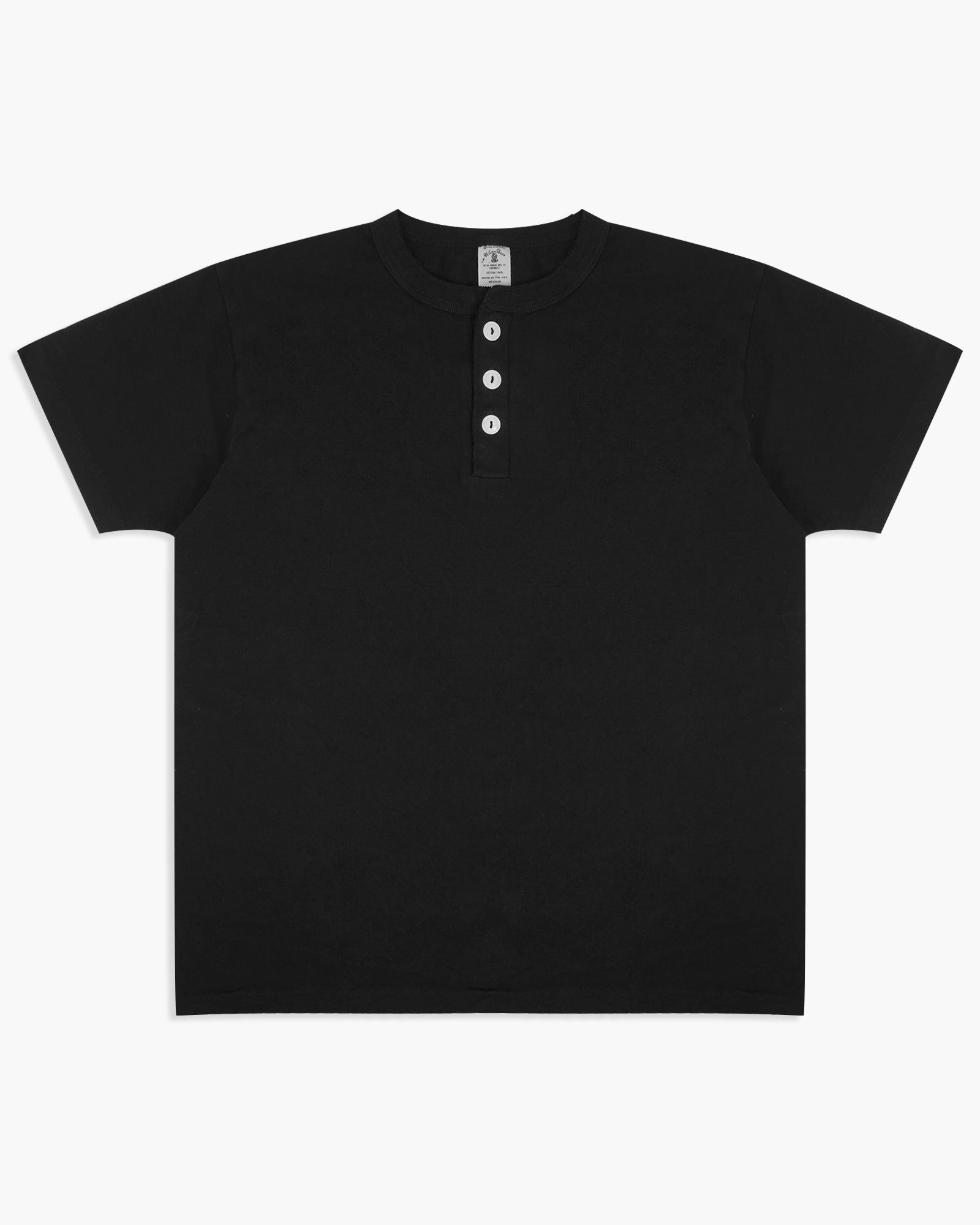 Velva Sheen 14/1 Pigment S/S Henley Tee - Jet Black