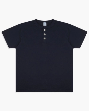 Velva Sheen 14/1 Pigment S/S Henley Tee - V.Navy
