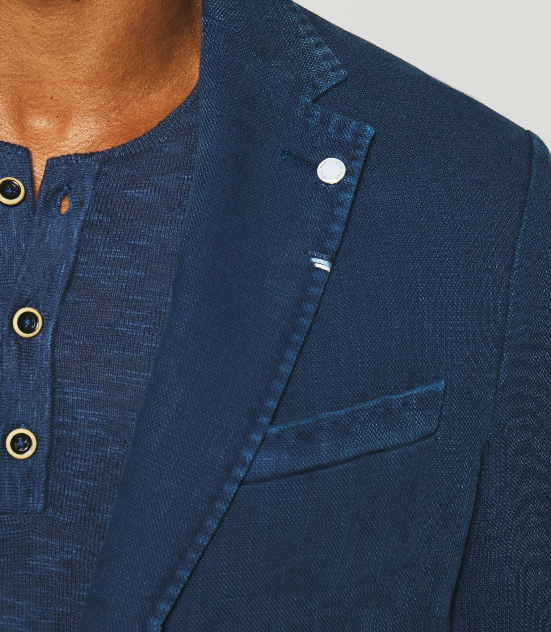 Veste en coton armuré bleu indigo ANDREAS