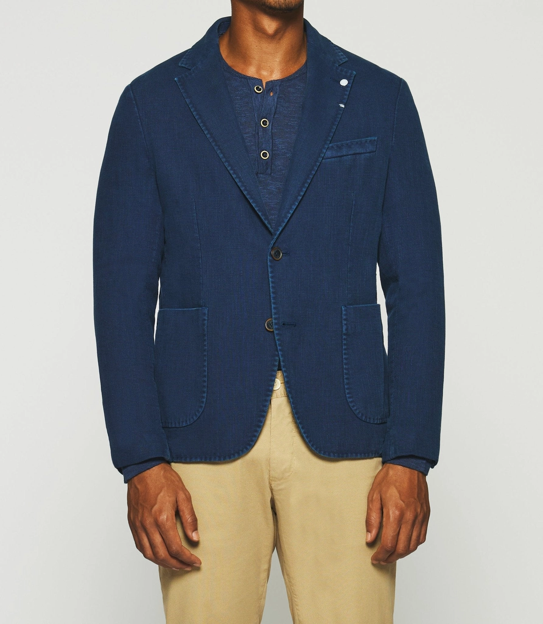 Veste en coton armuré bleu indigo ANDREAS