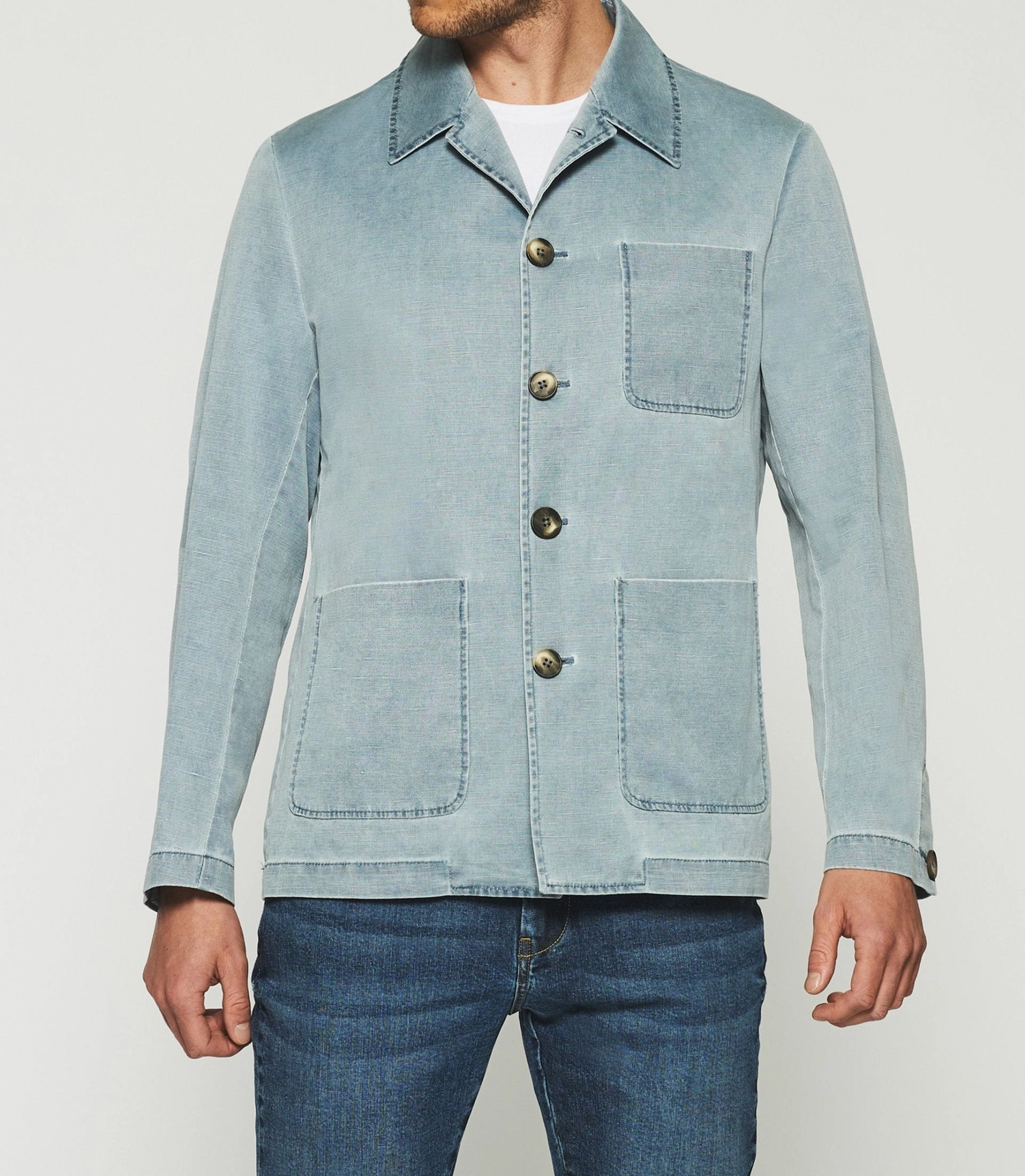 Veste en coton lin bleue AQUA