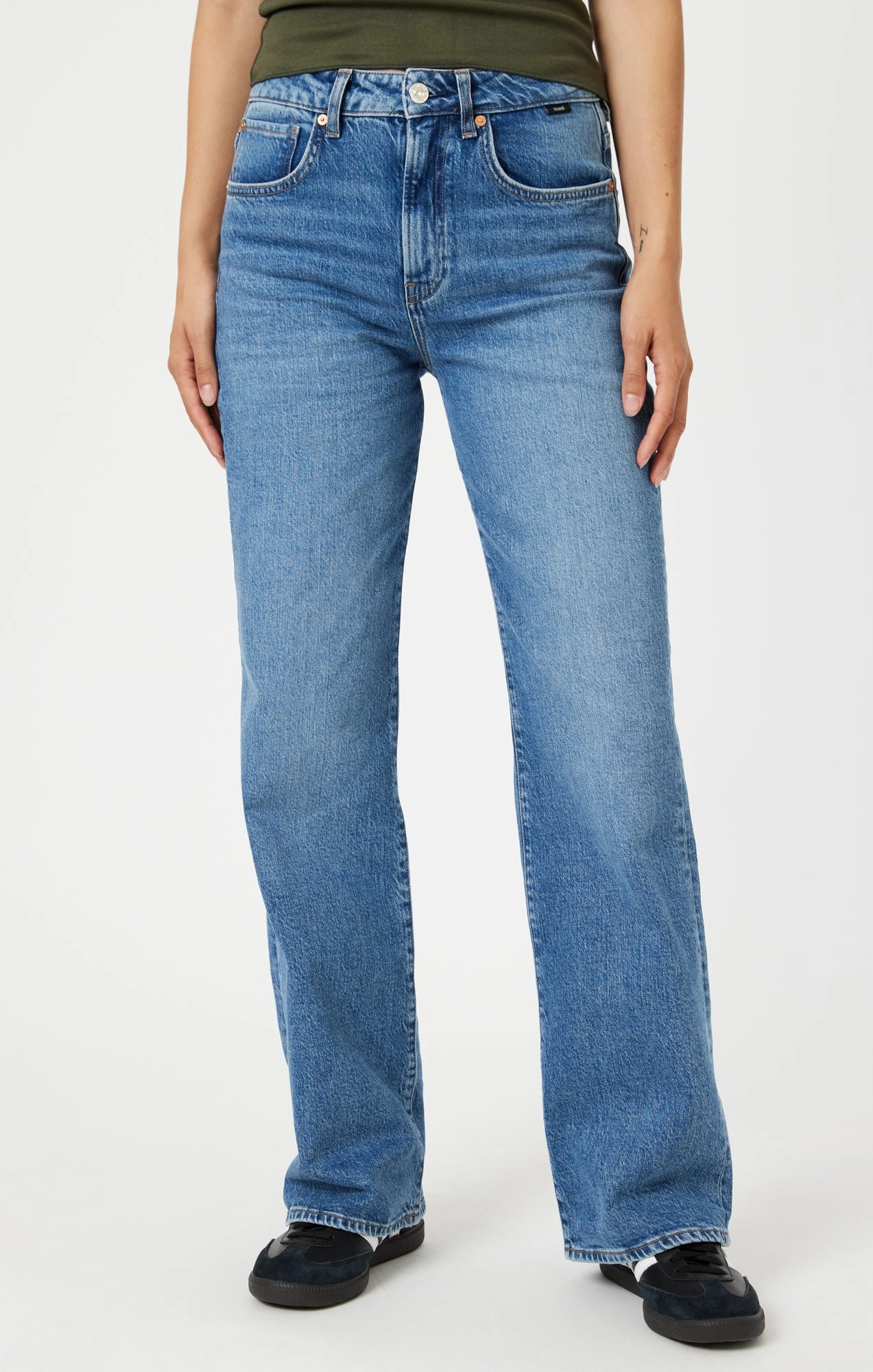 VICTORIA WIDE LEG IN DARK BRUSHED RECYCLED BLUE