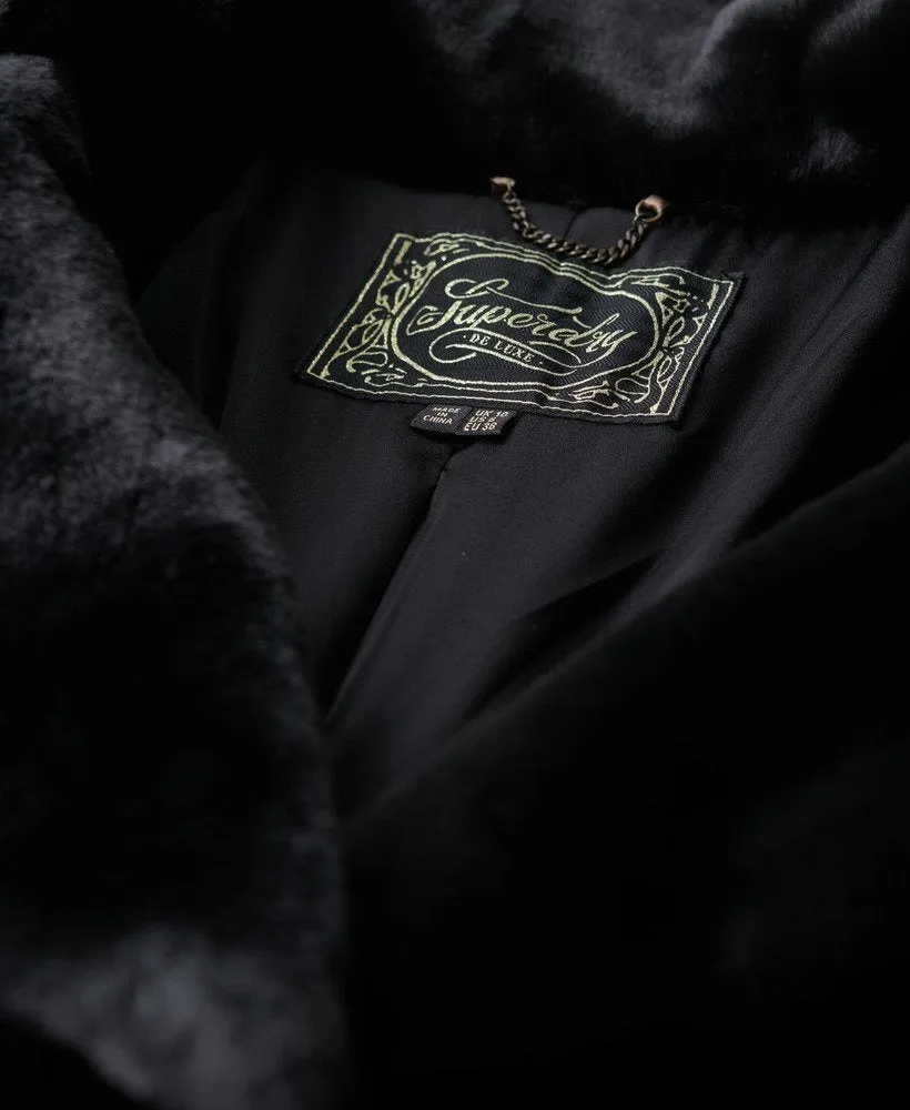 Vintage Mid Faux Fur Coat | Black