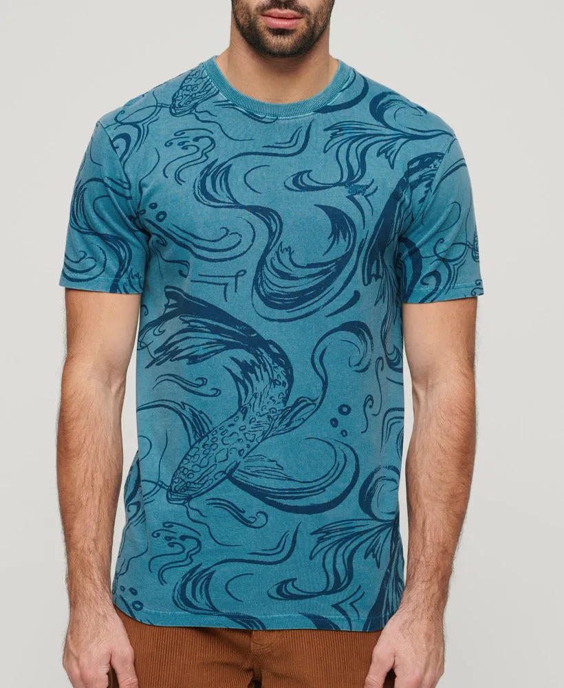 Vintage Overdye Printed Tee | Quayside Blue