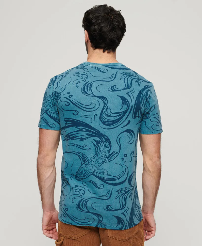 Vintage Overdye Printed Tee | Quayside Blue