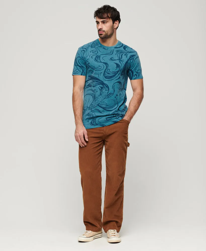 Vintage Overdye Printed Tee | Quayside Blue