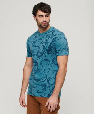 Vintage Overdye Printed Tee | Quayside Blue