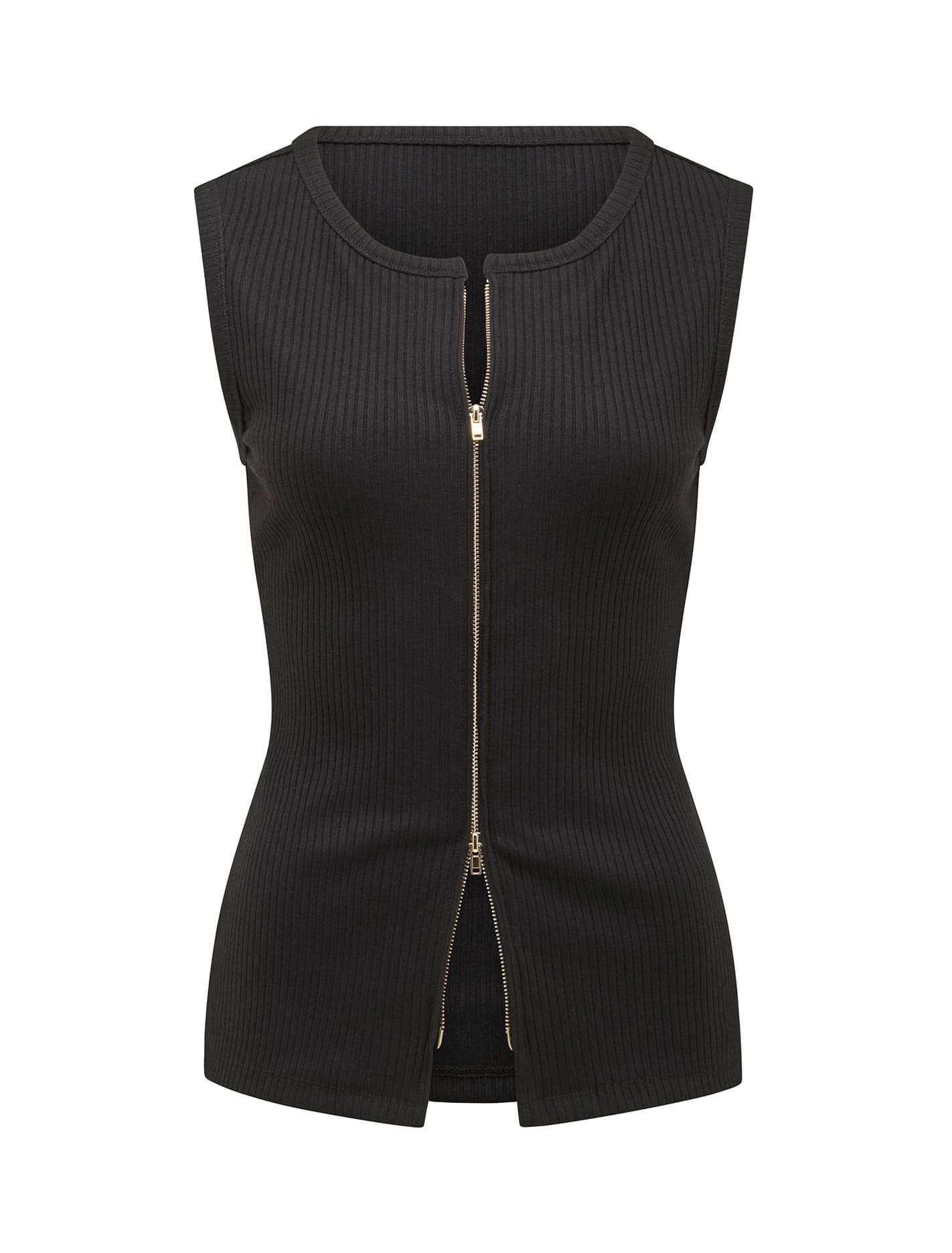 Violet Zip Front Rib Top