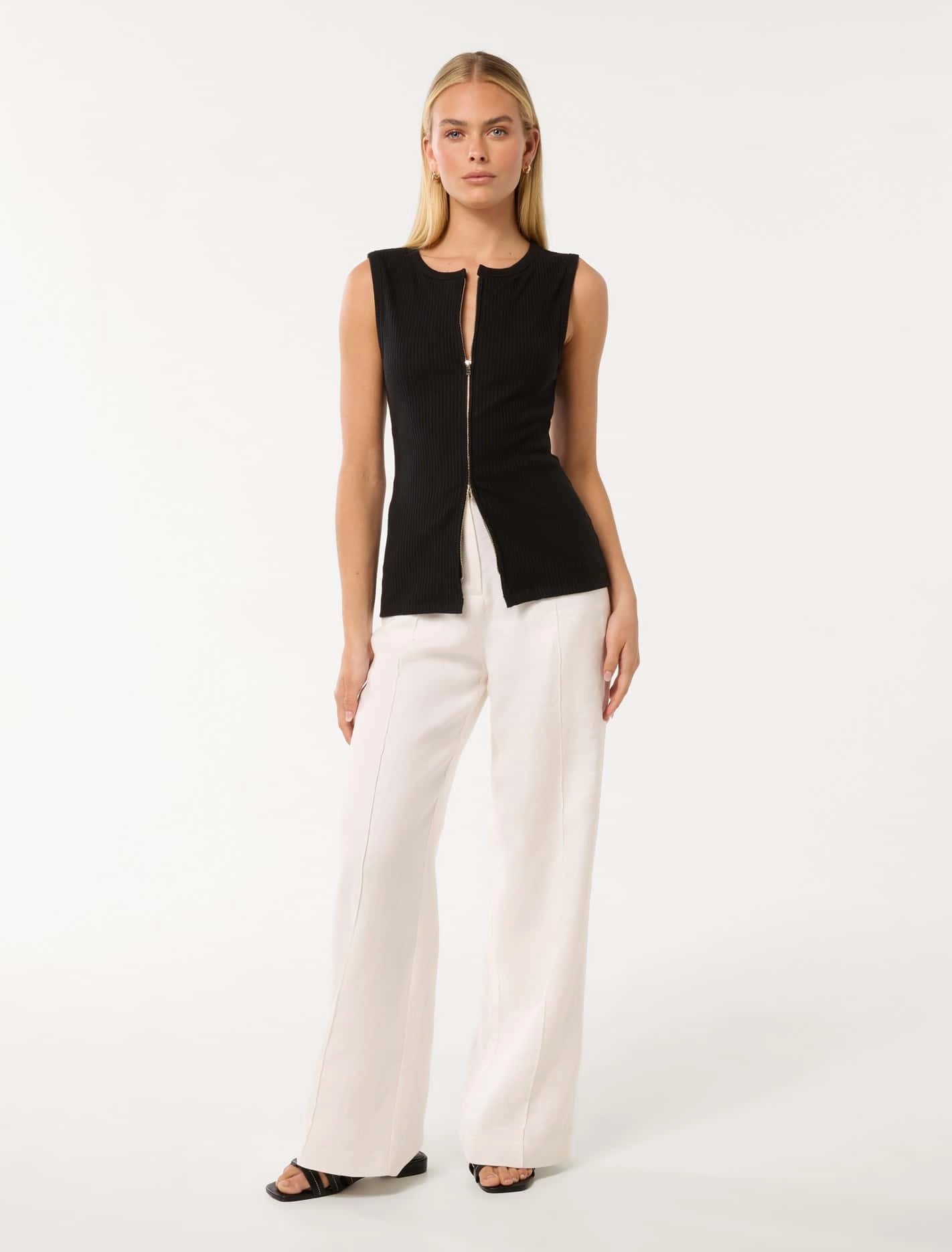 Violet Zip Front Rib Top