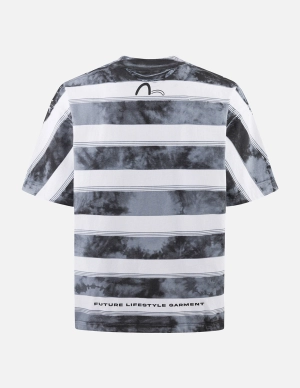 Washed Tie-Dye Stripe Loose Fit T-shirt