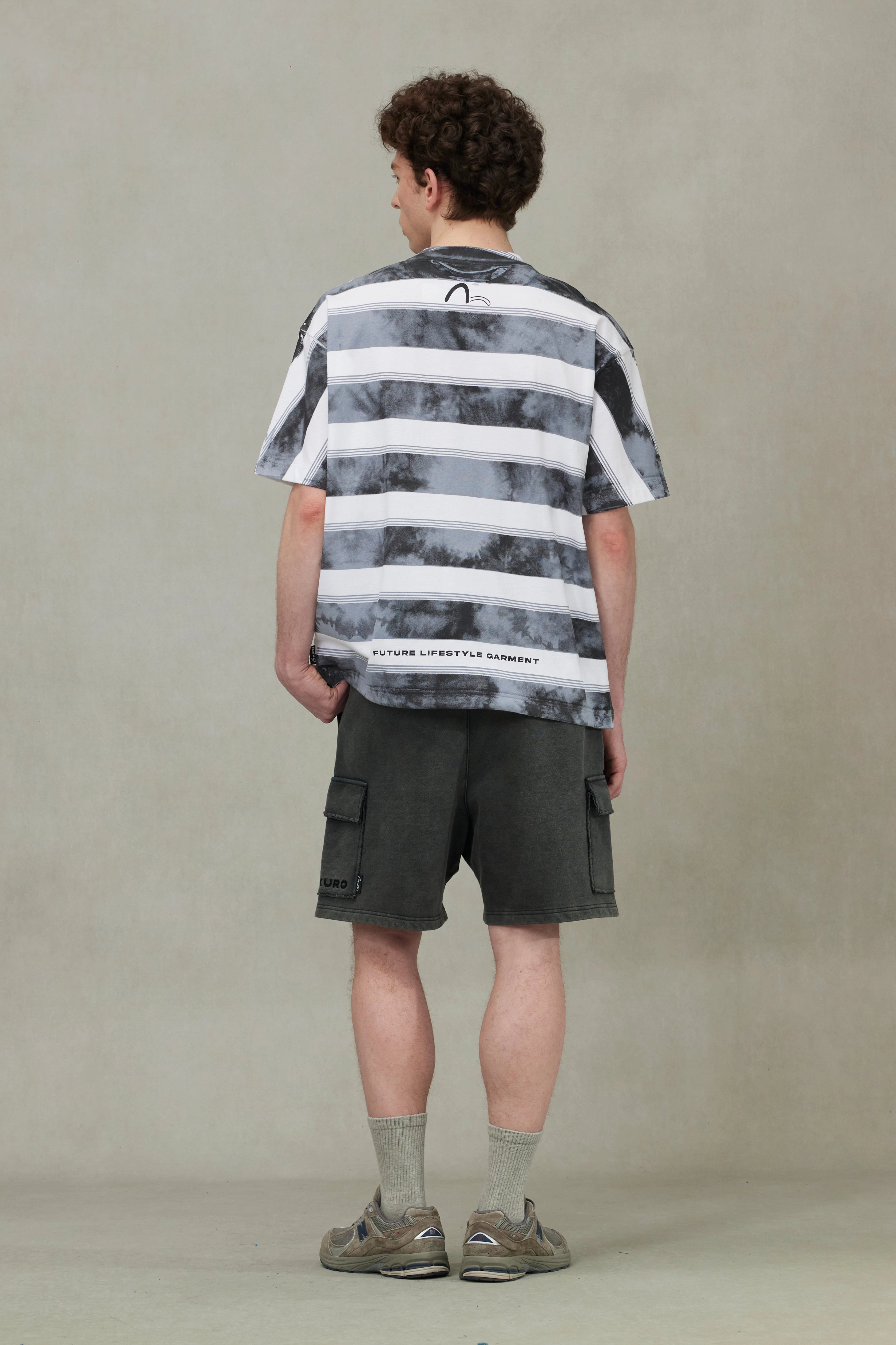 Washed Tie-Dye Stripe Loose Fit T-shirt
