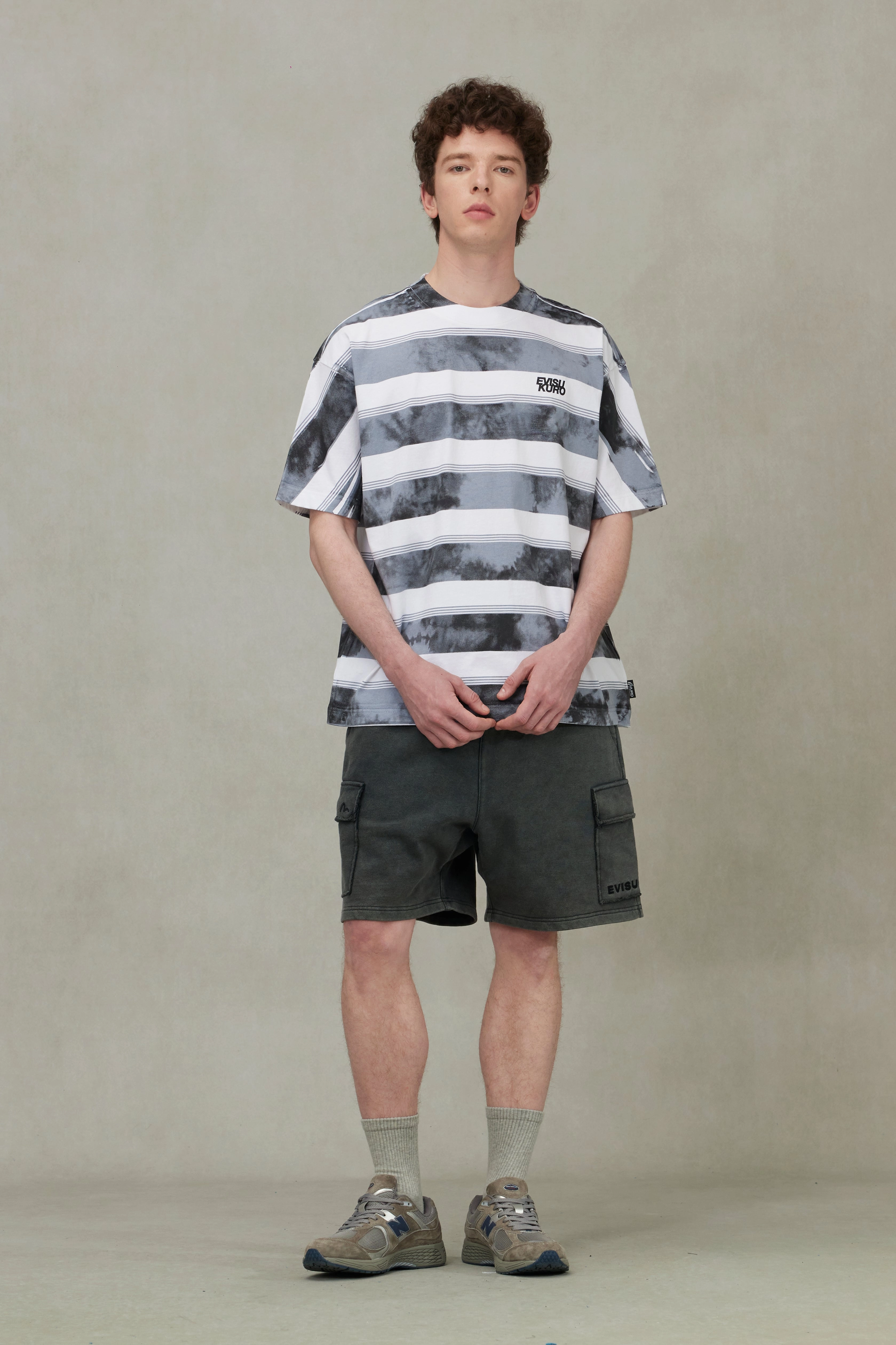 Washed Tie-Dye Stripe Loose Fit T-shirt