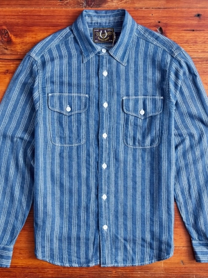 Wells Western Stripe Shirt in Indigo