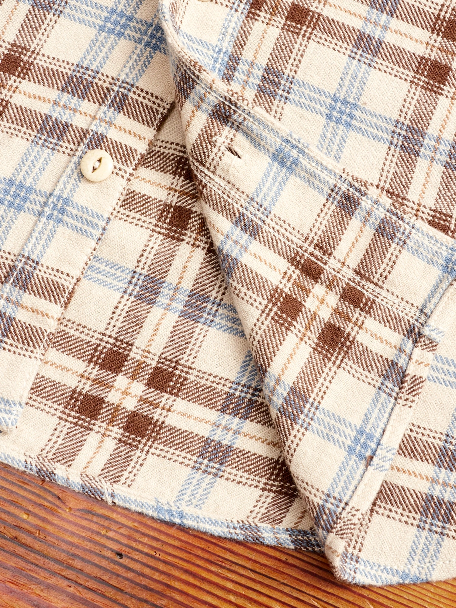 Wells Work Shirt in Cream Plaid