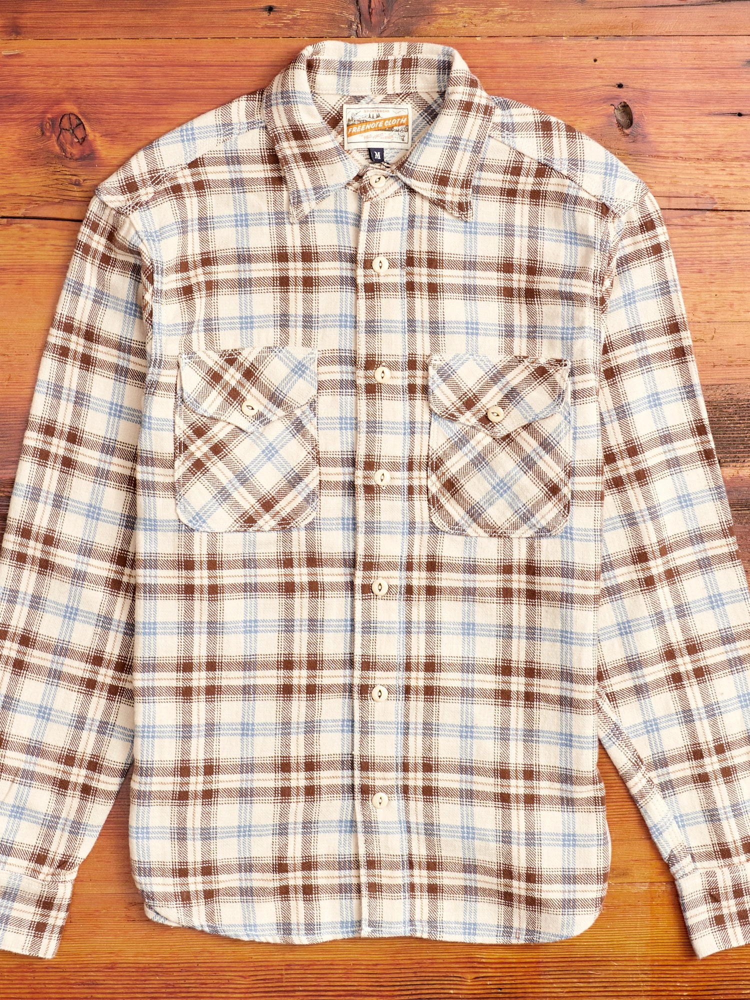 Wells Work Shirt in Cream Plaid