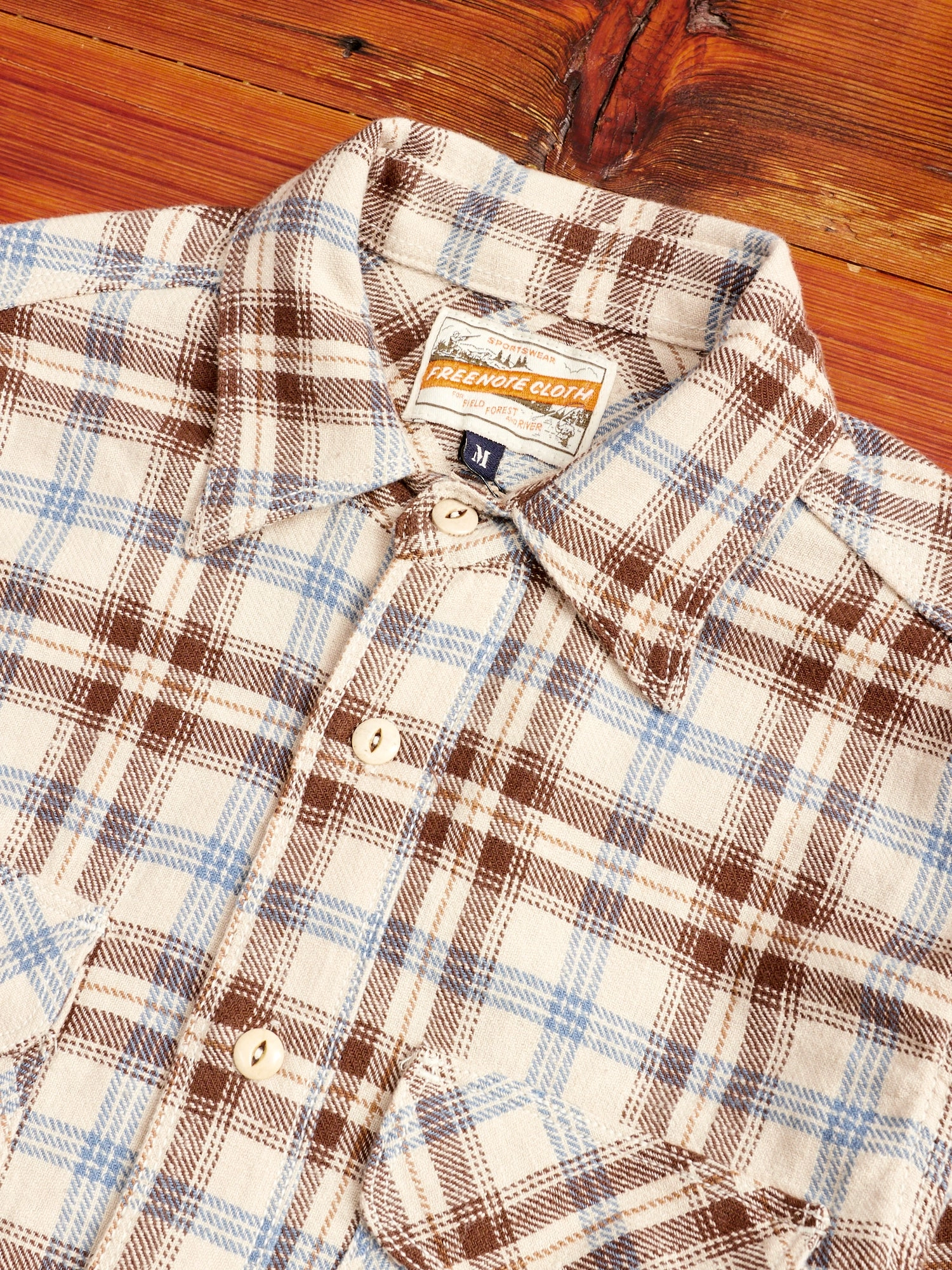 Wells Work Shirt in Cream Plaid
