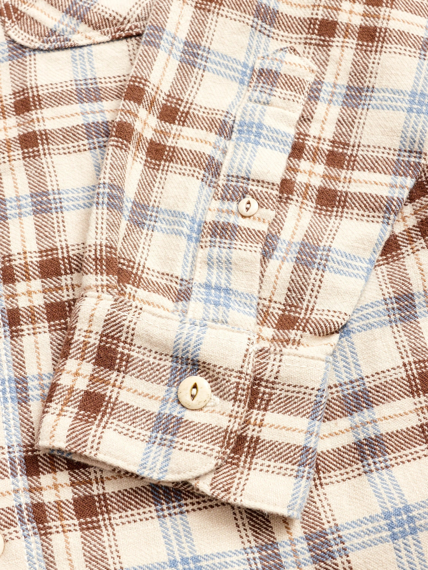 Wells Work Shirt in Cream Plaid