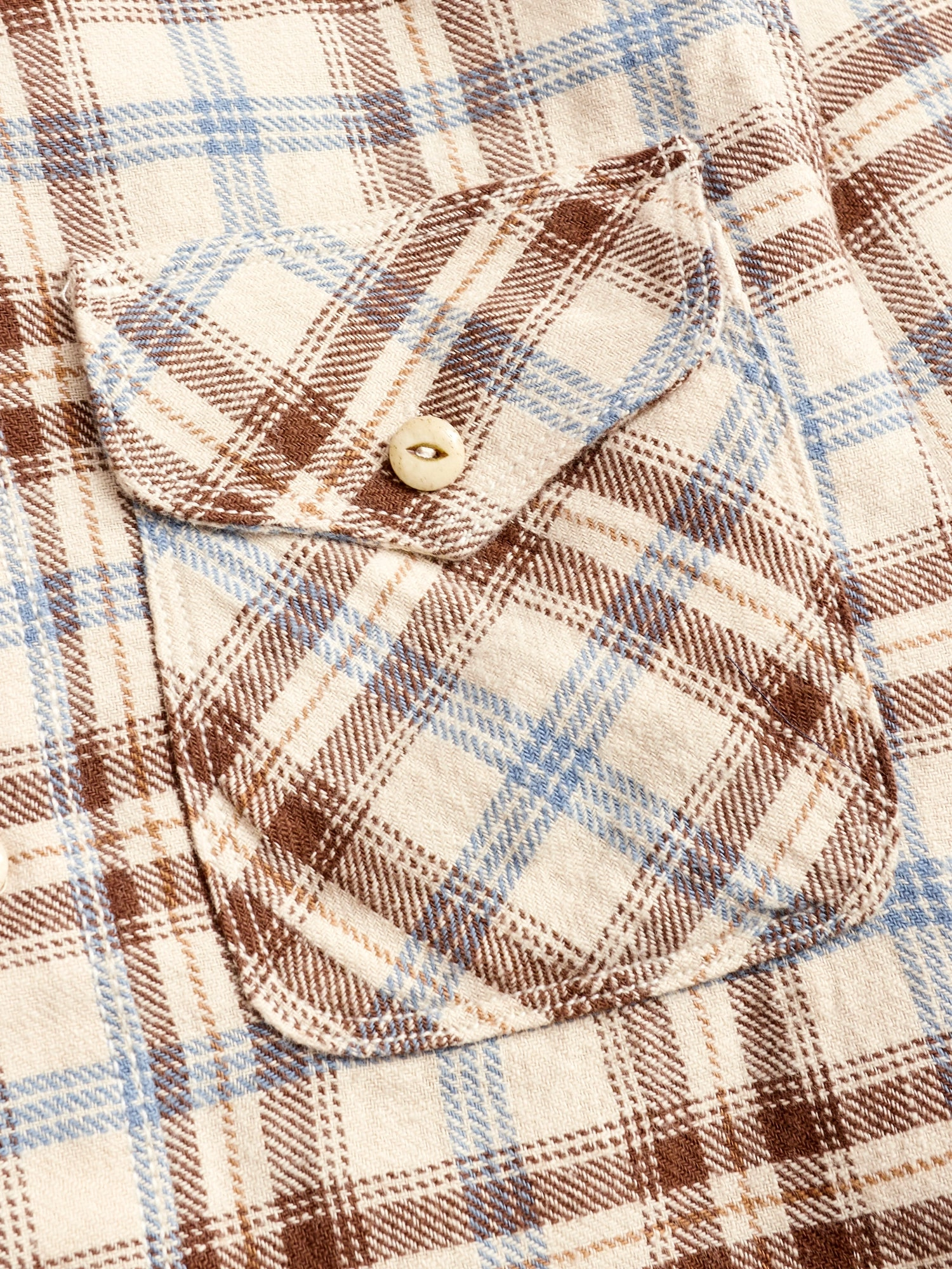 Wells Work Shirt in Cream Plaid