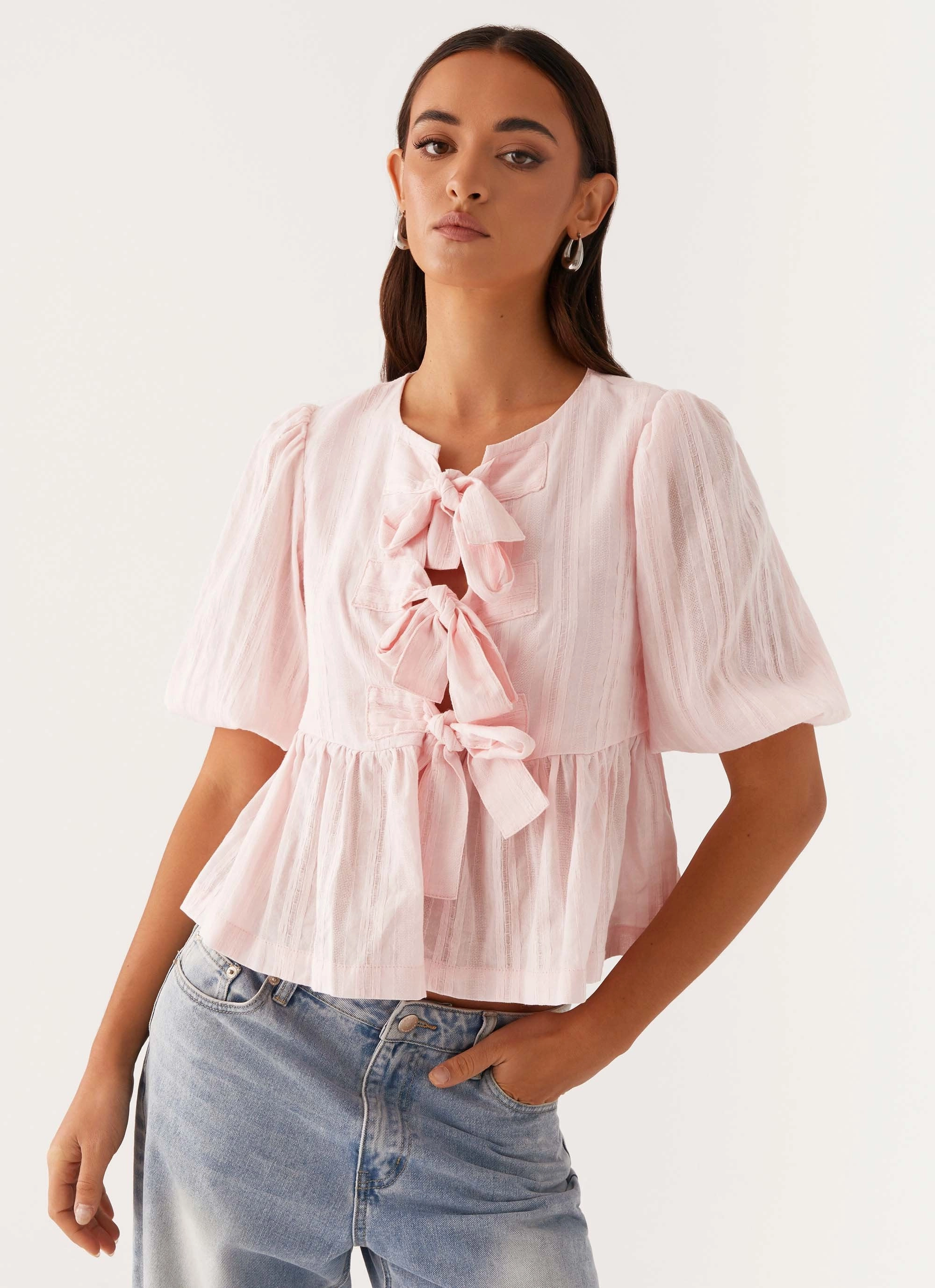 Western Wind Tie Top - Pink