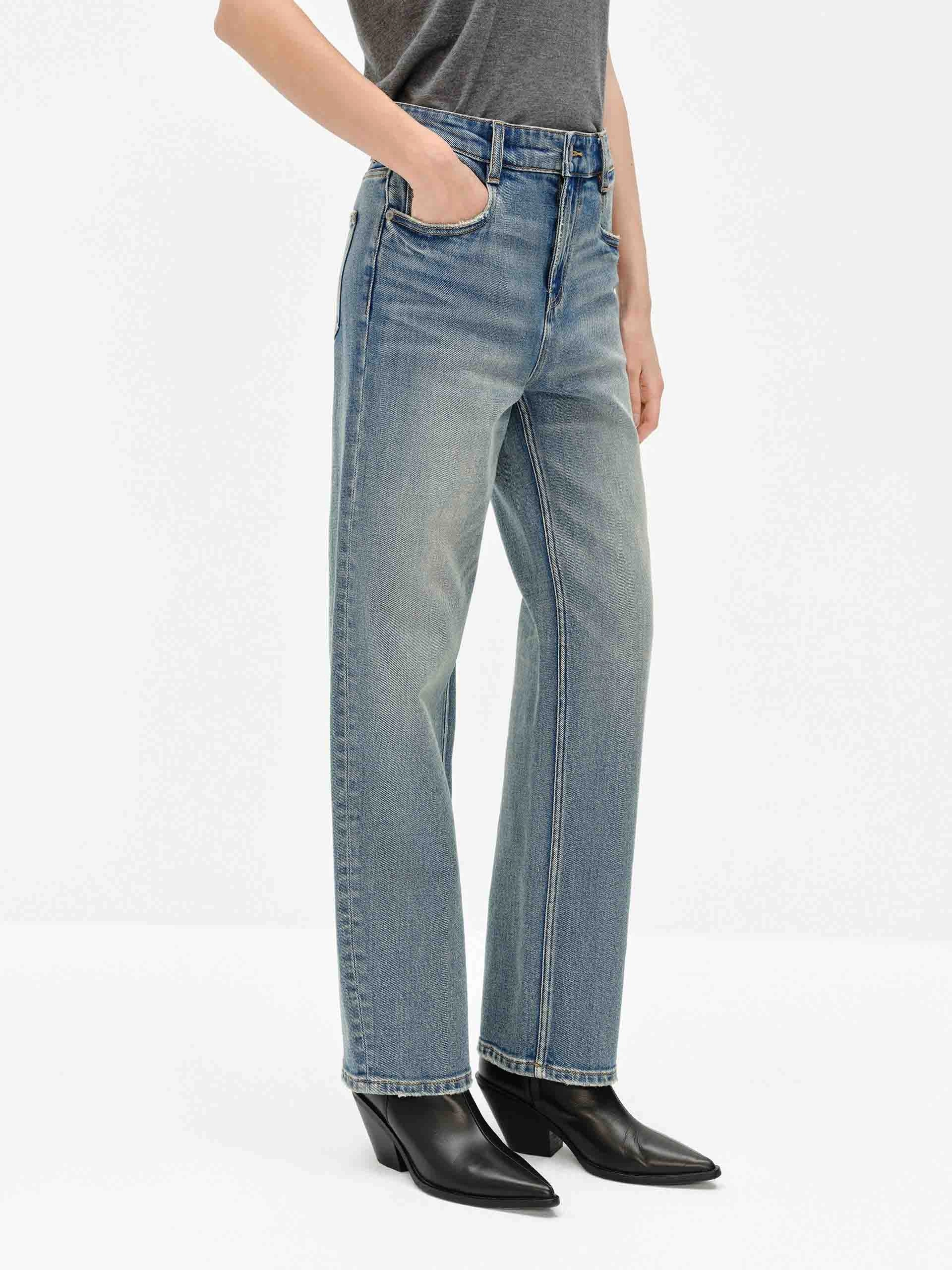 Whisker Detail Ankle Jeans