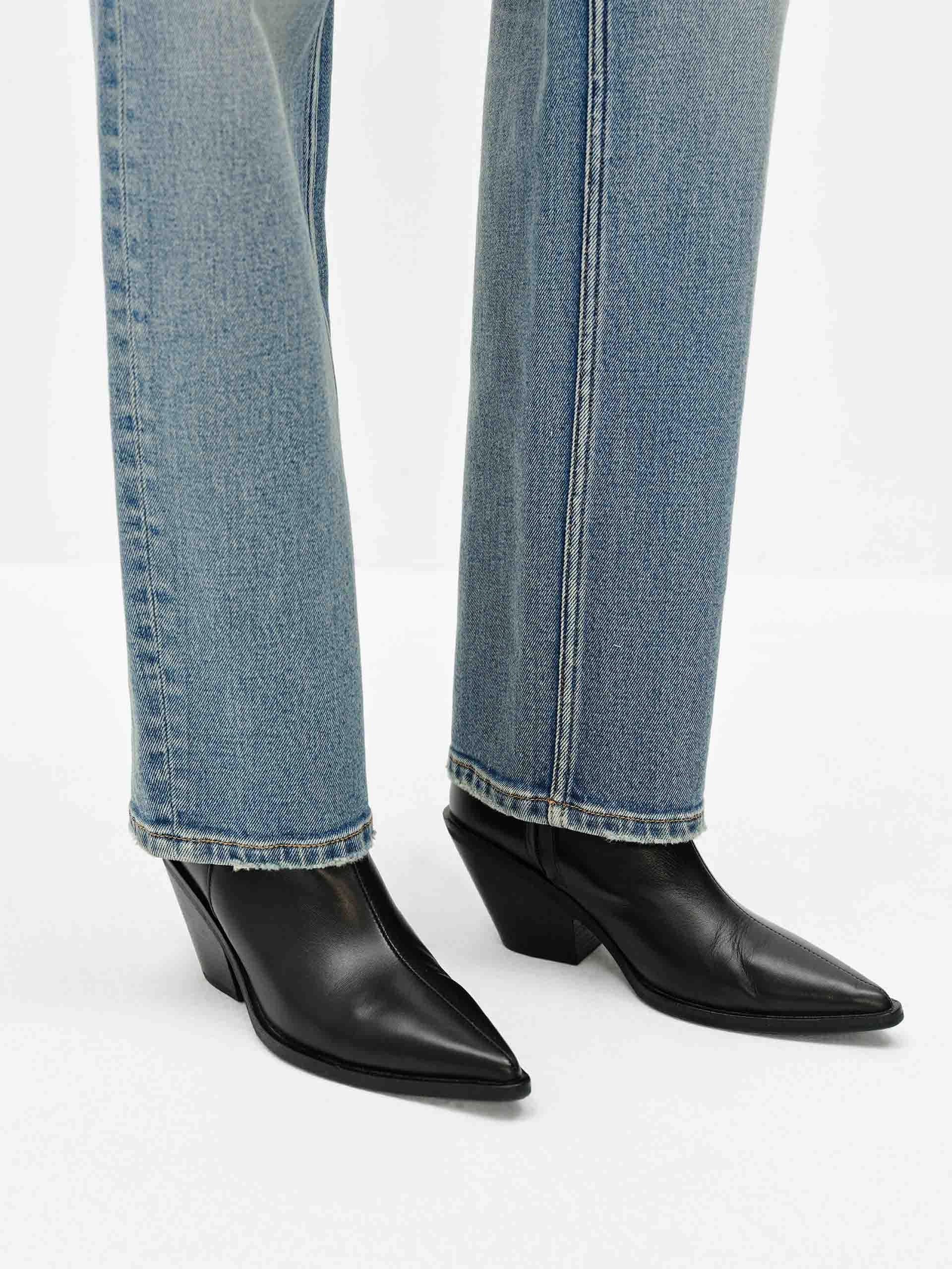 Whisker Detail Ankle Jeans