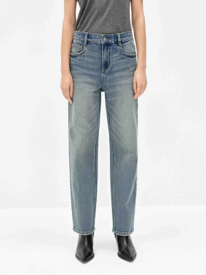 Whisker Detail Ankle Jeans