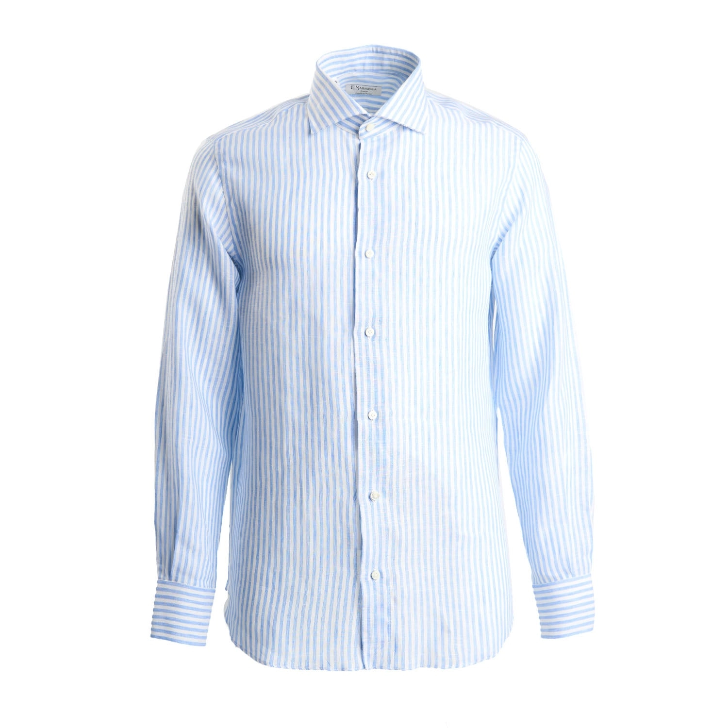 WHITE AND LIGHT BLUE LINEN SHIRT