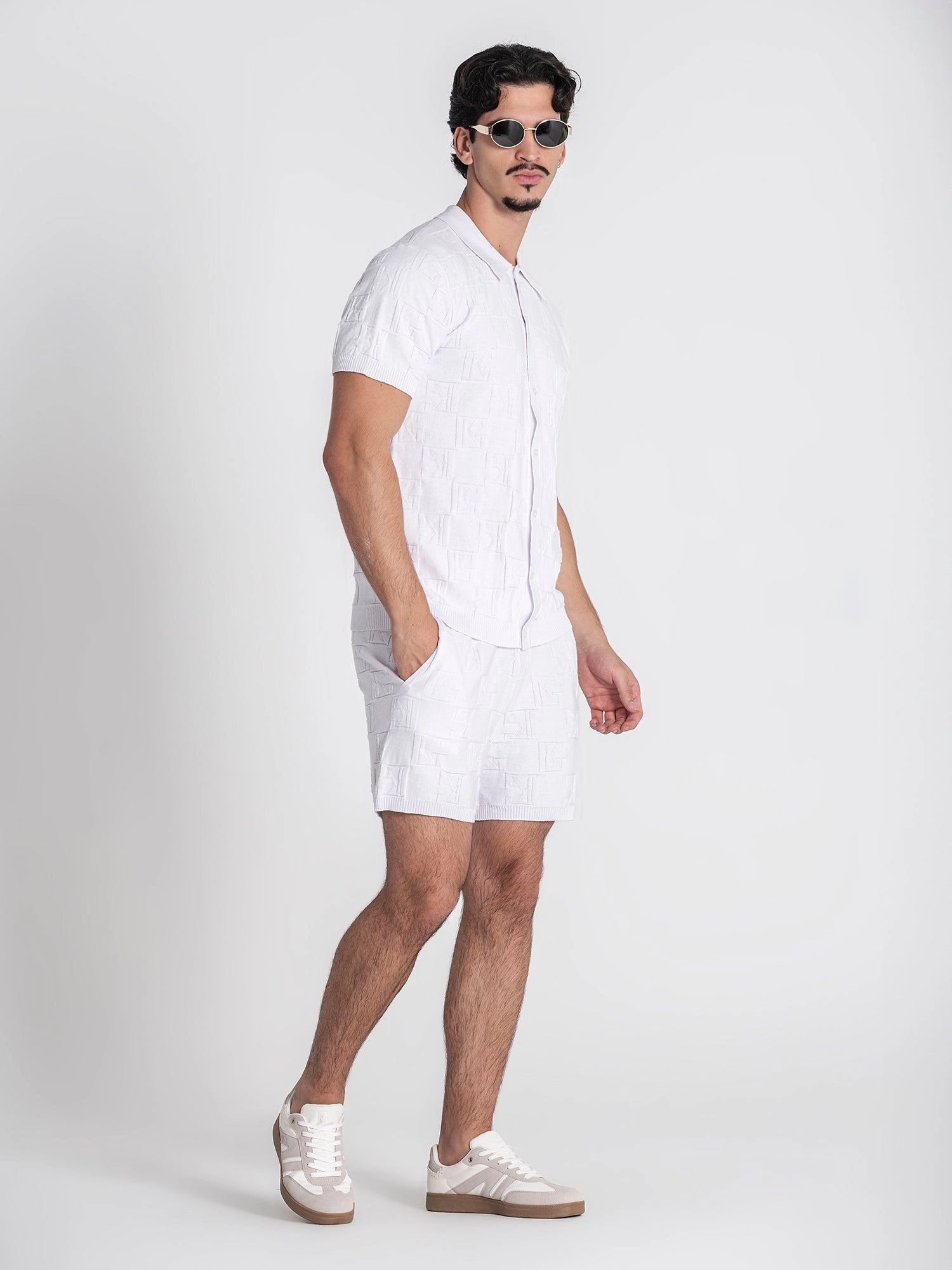 White Clone Knit Shirt