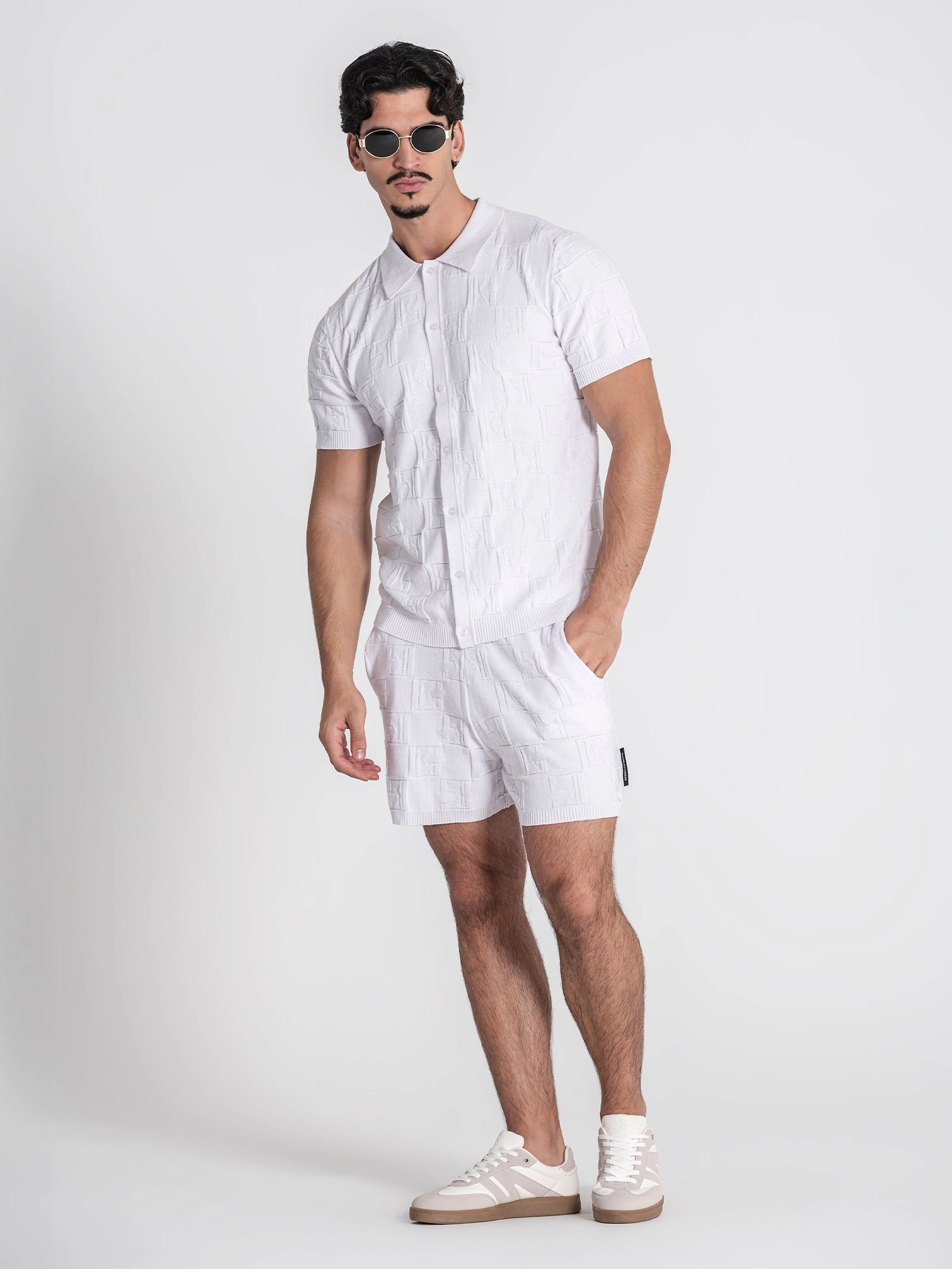 White Clone Knit Shirt