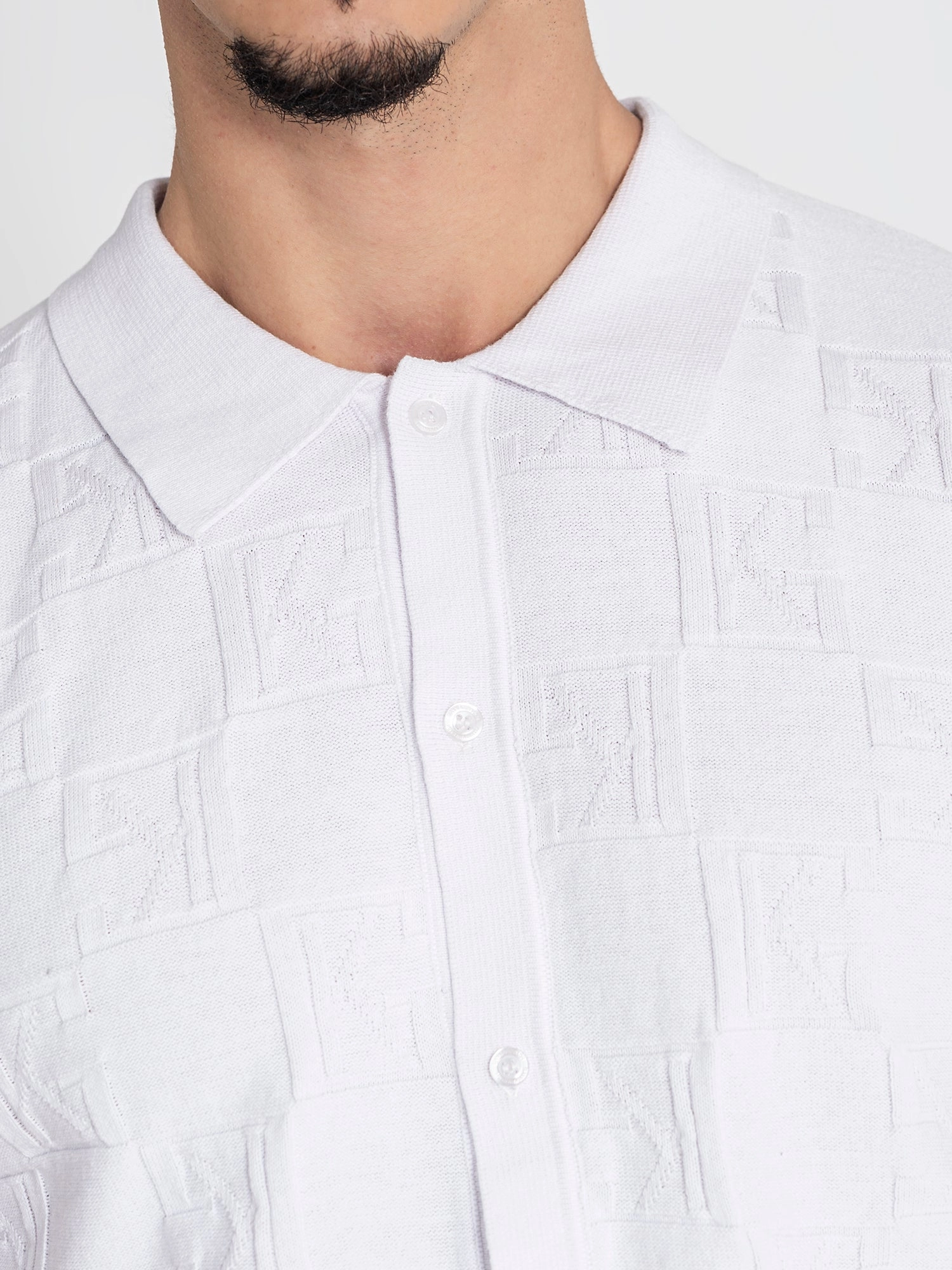 White Clone Knit Shirt