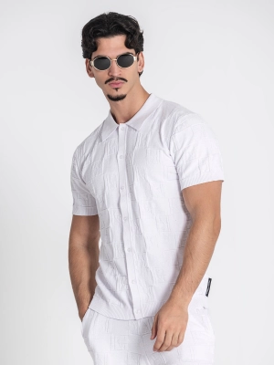 White Clone Knit Shirt