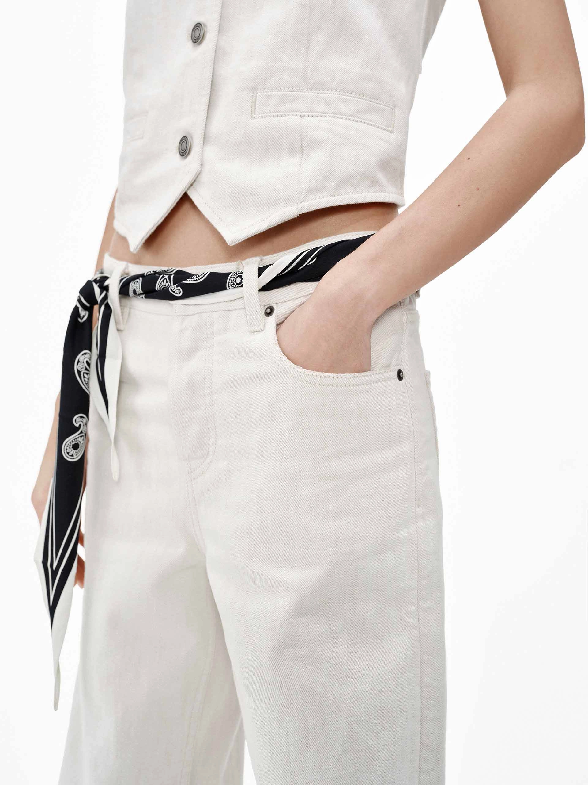 White Denim Straight Jeans