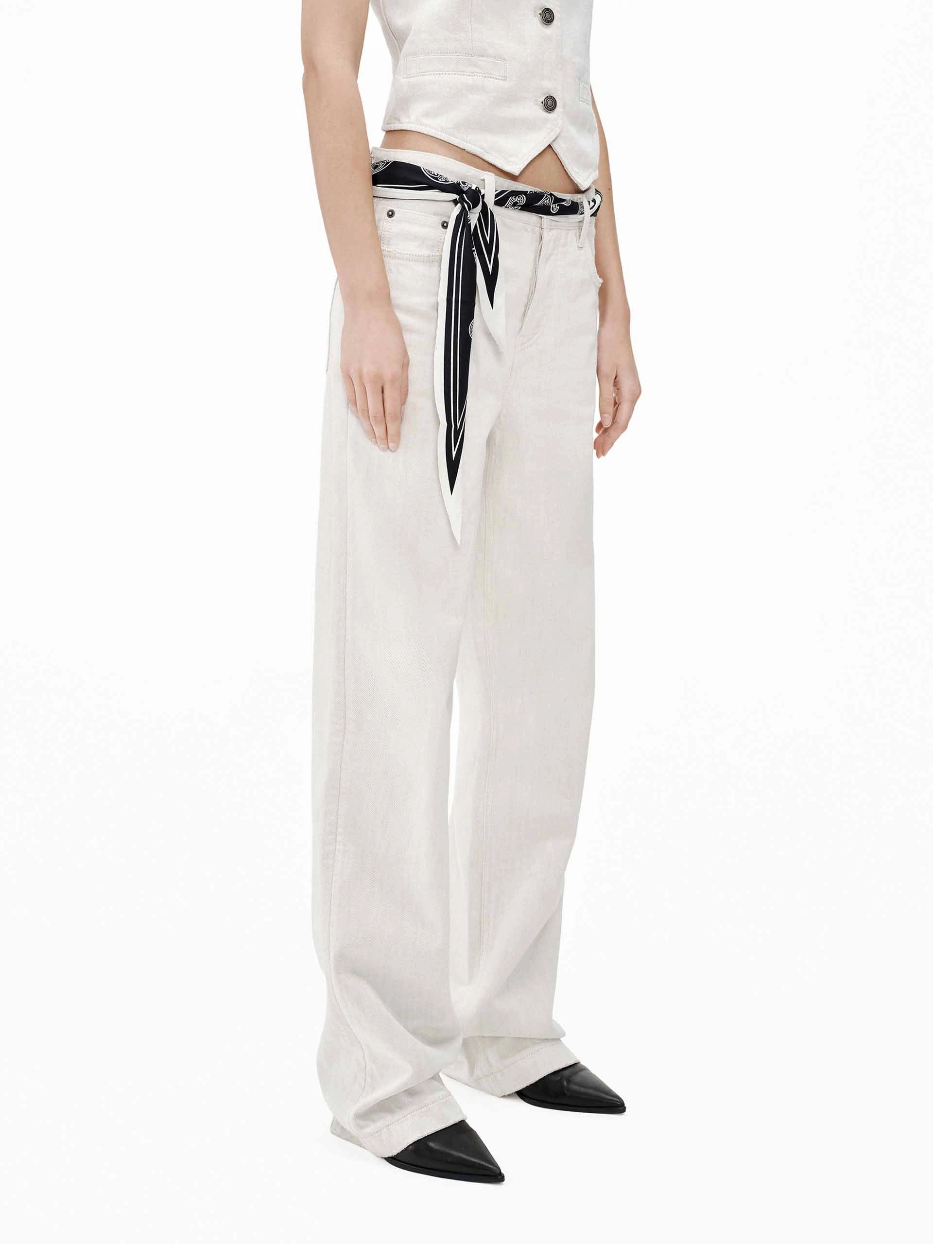 White Denim Straight Jeans
