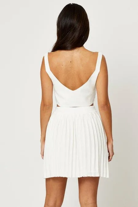 White Knit Skirt Bralette Set