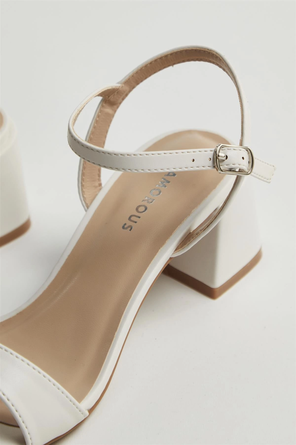 White Low Block-Heel Sandals
