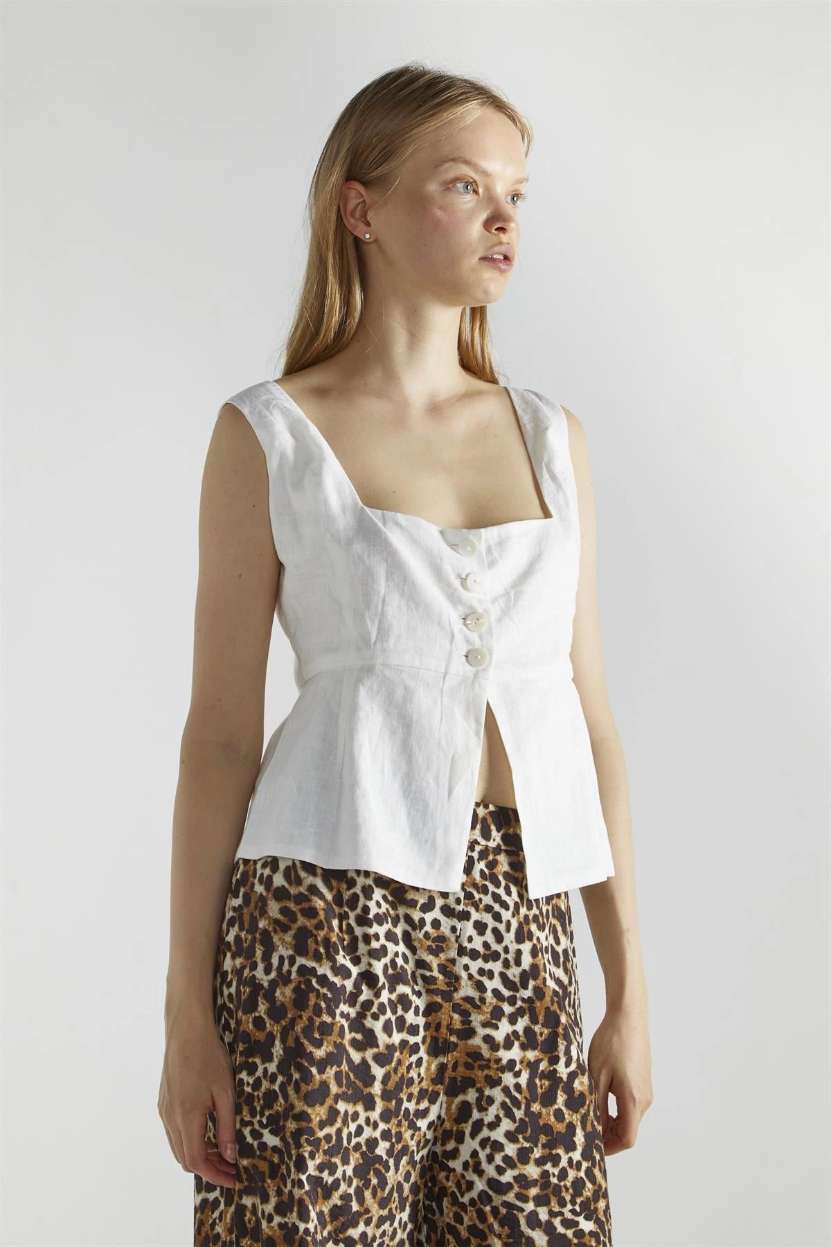 White Square-Neck Crop-Top