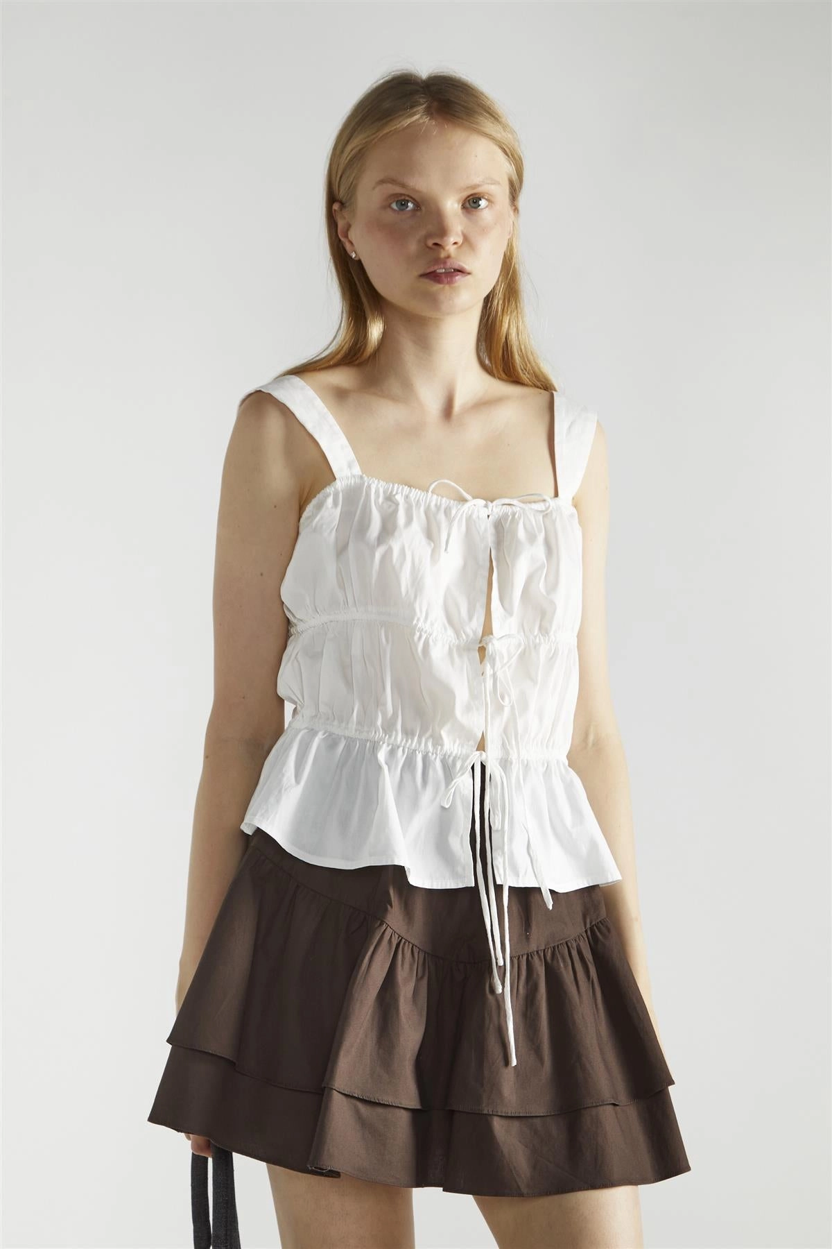White Square-Neck Sleeveless-Top