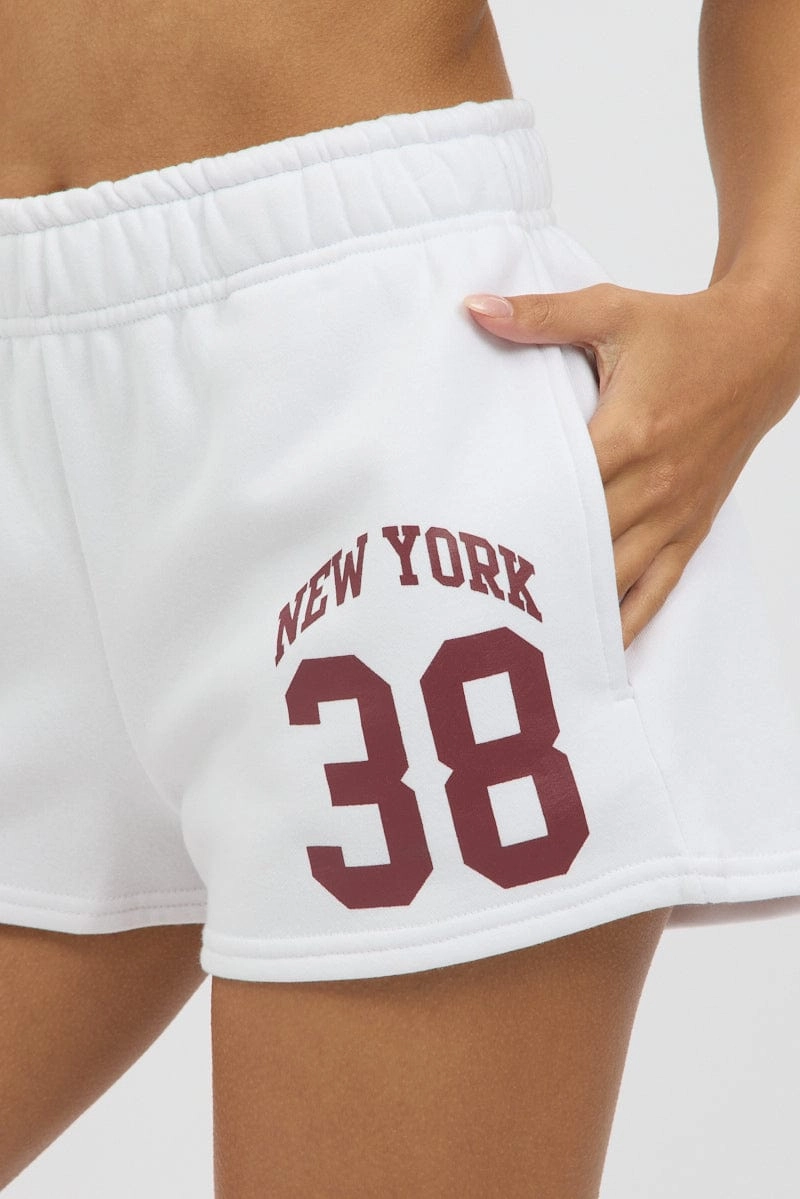 White Track Shorts Elasticated
