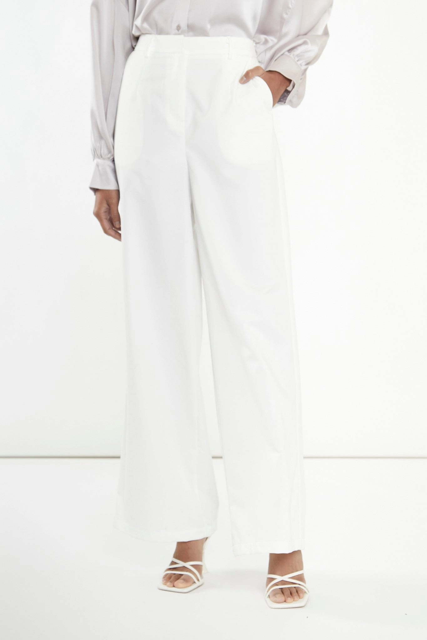 White Wide Leg Trousers