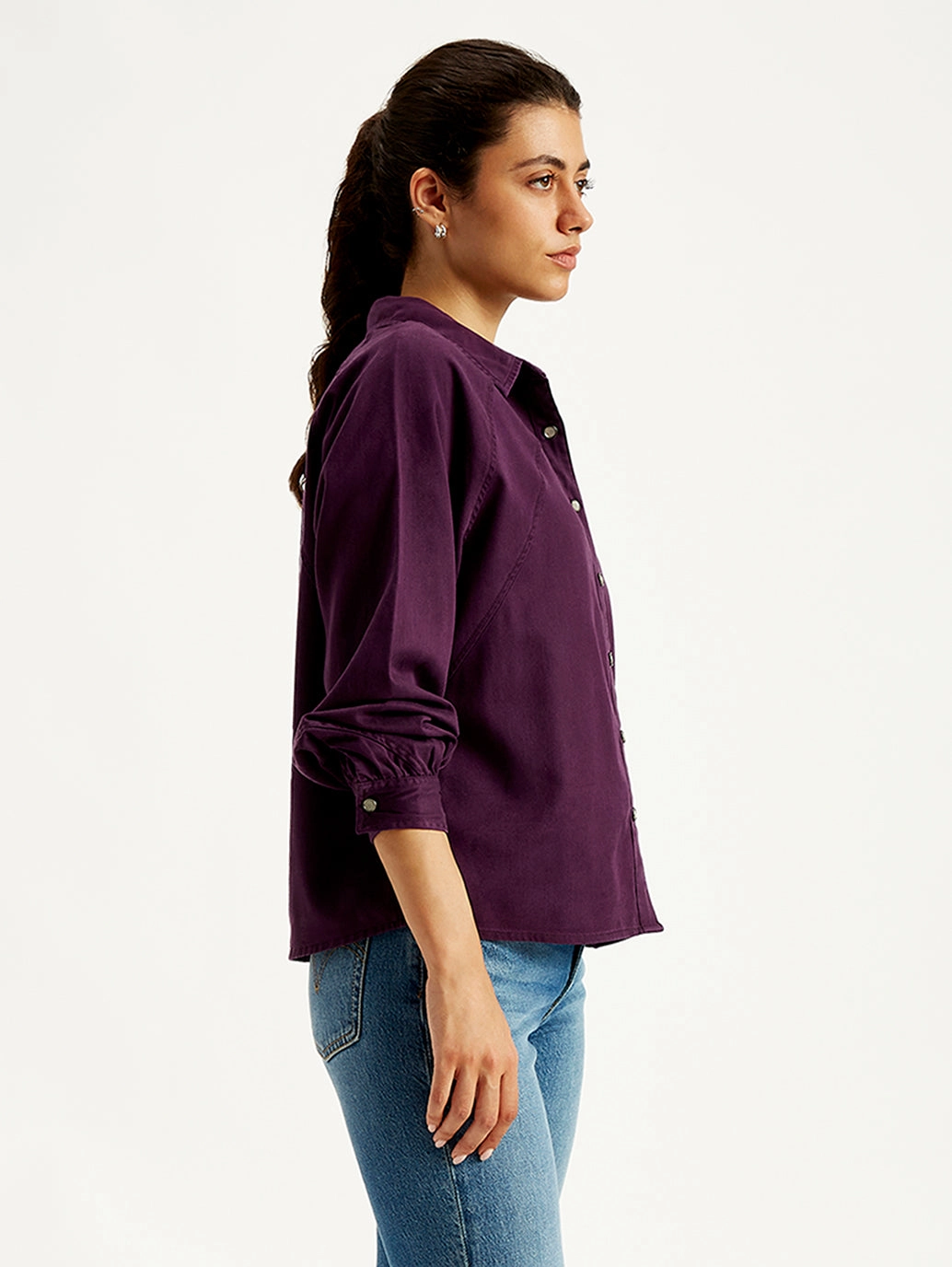 Women's Solid Regular Fit Denim Shirt
