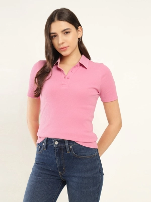 Women's Solid Slim Fit Polo T-Shirt