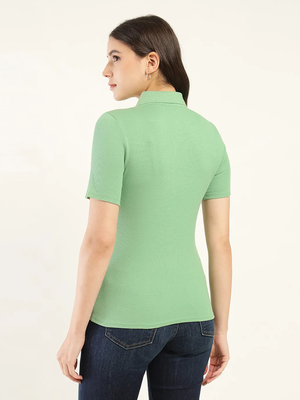 Women's Solid Slim Fit Polo T-Shirt