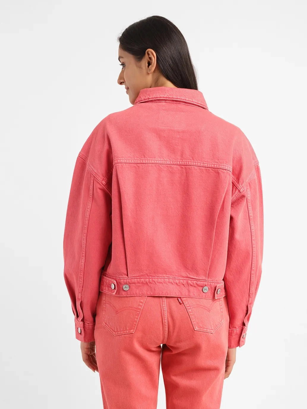 Women's Solid Spread Collar Denim Jacket
