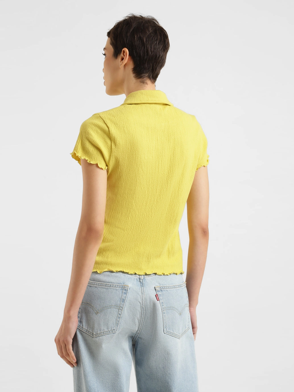 Women's Solid Spread Collar Top