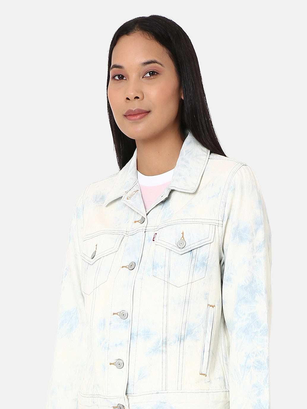 Women's Solid Spread Collar Trucker Jacket