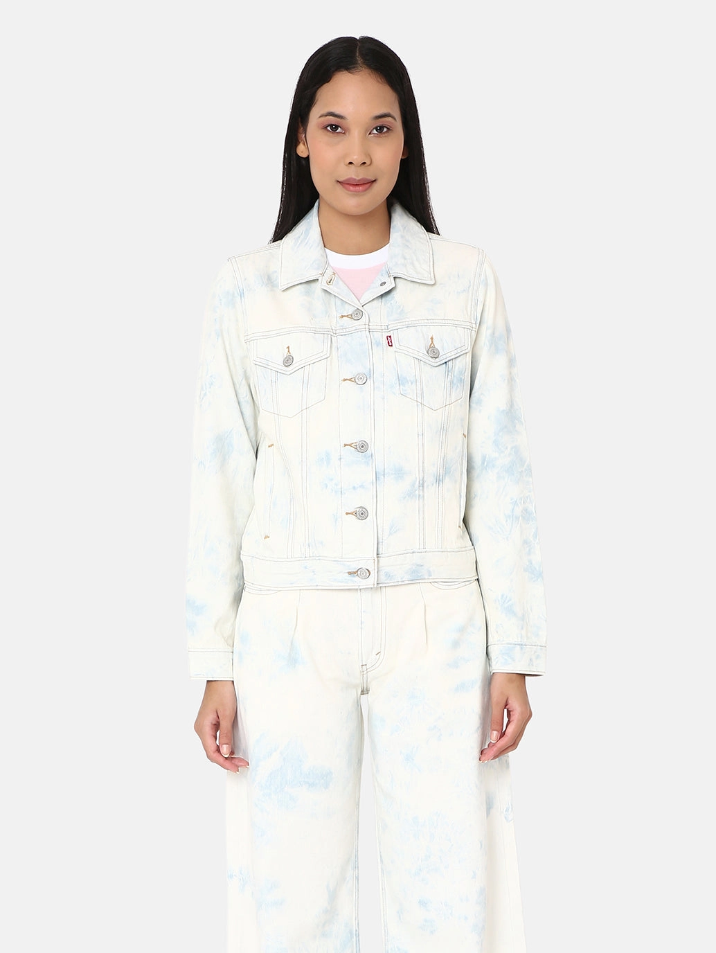 Women's Solid Spread Collar Trucker Jacket