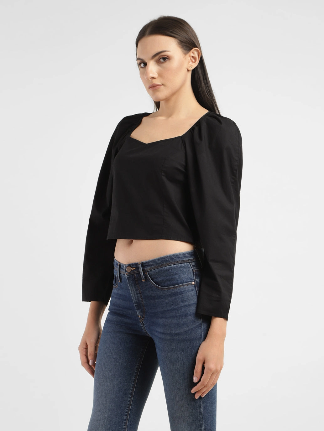 Women's Solid Sweet Heart Neck Top