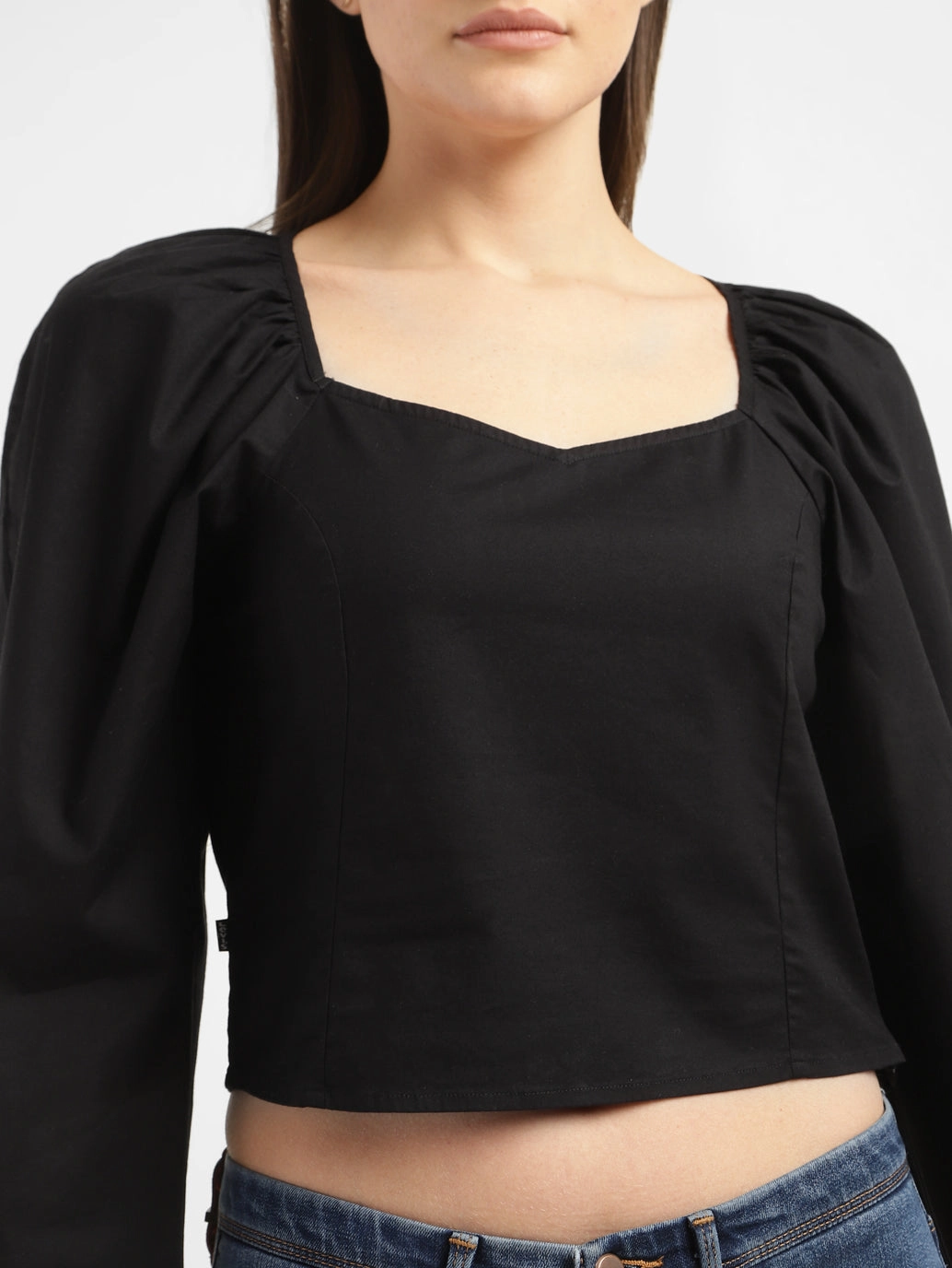 Women's Solid Sweet Heart Neck Top