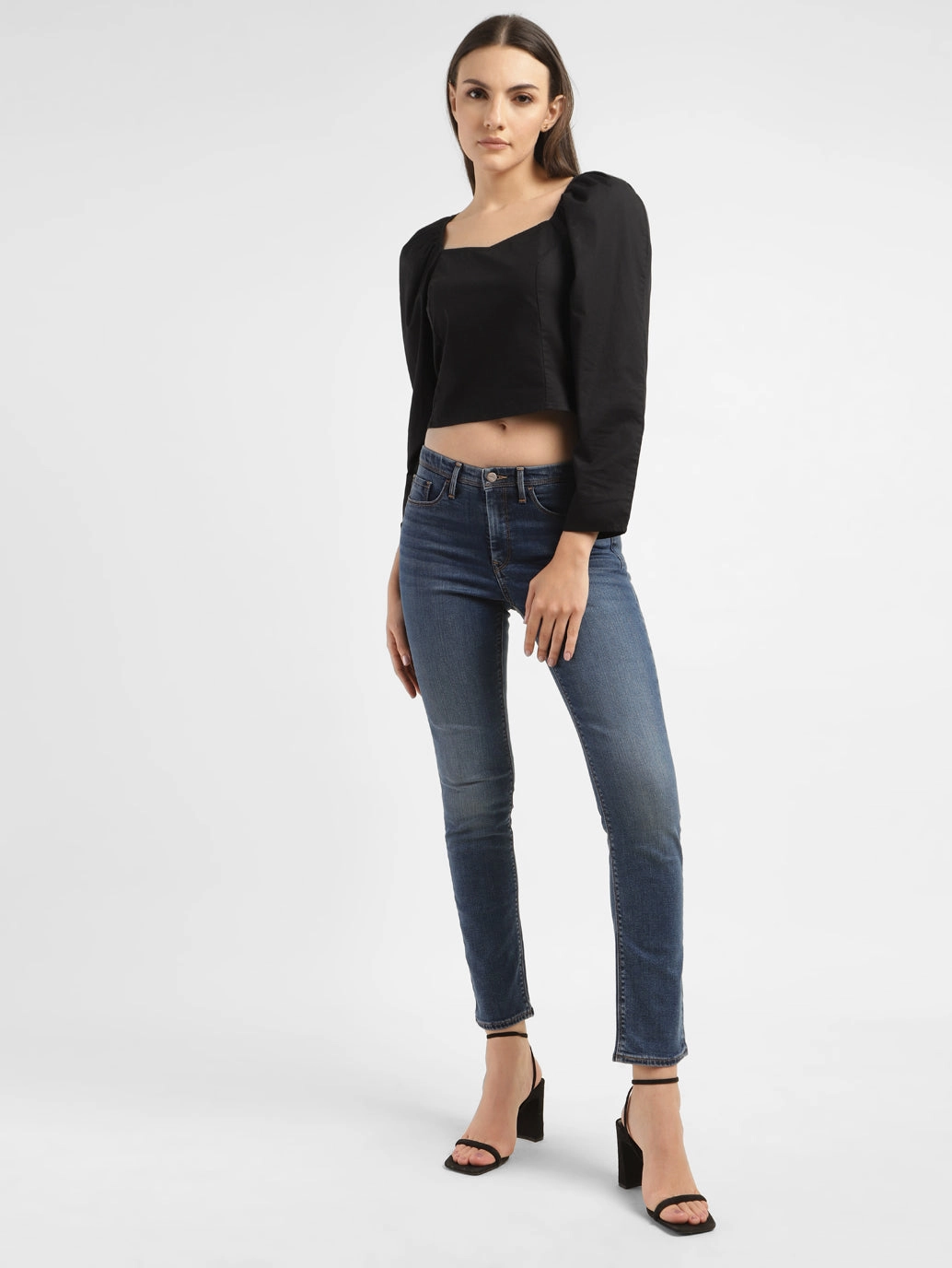 Women's Solid Sweet Heart Neck Top